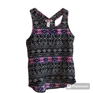 Japna Kids Girl's High/Low Black Pink Racerback Tank Top Size 10